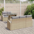 Gartensofa-set mit Kissen mit Kissen 6 pcs Beige Poly Rattan
