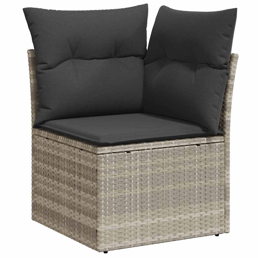 Garten-Sofa-Set mit Kissen 7 pcs Hellgrau Poly Rattan