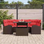 Gartensofa-set mit Kissen mit Speicher 7 pcs Braun und Rot