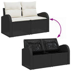 Gartensofa-set mit Kissen mit Kissen 8 pcs Schwarz Poly Rattan