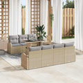 Gartensofa-set mit Kissen mit Speicher 8 pcs Beige Poly Rattan