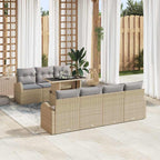 Gartensofa-set mit Kissen mit Speicher 8 pcs Beige Poly Rattan