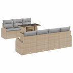 Gartensofa-set mit Kissen mit Speicher 8 pcs Beige Poly Rattan