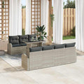 Gartensofa-set mit Kissen mit Kissen 8 pcs Hellgrau Poly Rattan