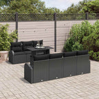 Gartensofa-set mit Kissen mit Kissen 8 pcs Schwarz Poly Rattan
