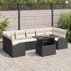Gartensofa-set mit Kissen mit Kissen 8 pcs Schwarz Poly Rattan
