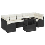 Gartensofa-set mit Kissen mit Kissen 8 pcs Schwarz Poly Rattan