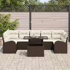 Gartensofa-set mit Kissen mit Speicher 8 pcs Braun Poly Rattan