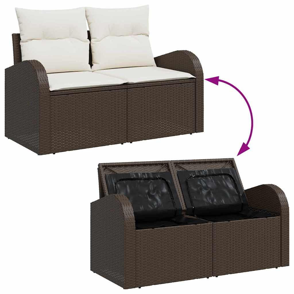Gartensofa-set mit Kissen mit Speicher 8 pcs Braun Poly Rattan
