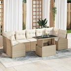 Gartensofa-set mit Kissen mit Speicher 8 pcs Beige Poly Rattan