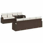 Gartensofa-set mit Kissen mit Speicher 9 pcs Braun Poly Rattan