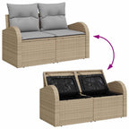 Garten-Sofa-Set mit Kissen mit Speicher 9 pcs Beige Poly Rattan