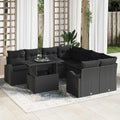 Garten-Sofa-Set mit Kissen mit Kissen 9 pcs Schwarz Poly Rattan