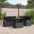 Gartensofa-set mit Kissen mit Kissen 6 pcs Schwarz Poly Rattan