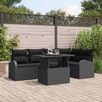 Gartensofa-set mit Kissen mit Kissen 6 pcs Schwarz Poly Rattan