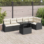 Gartensofa-set mit Kissen mit Kissen 7 pcs Schwarz Poly Rattan