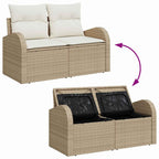 Gartensofa-set mit Kissen mit Speicher 7 pcs Beige Poly Rattan