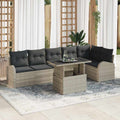 Gartensofa-set mit Kissen mit Kissen 7 pcs Hellgrau Poly Rattan