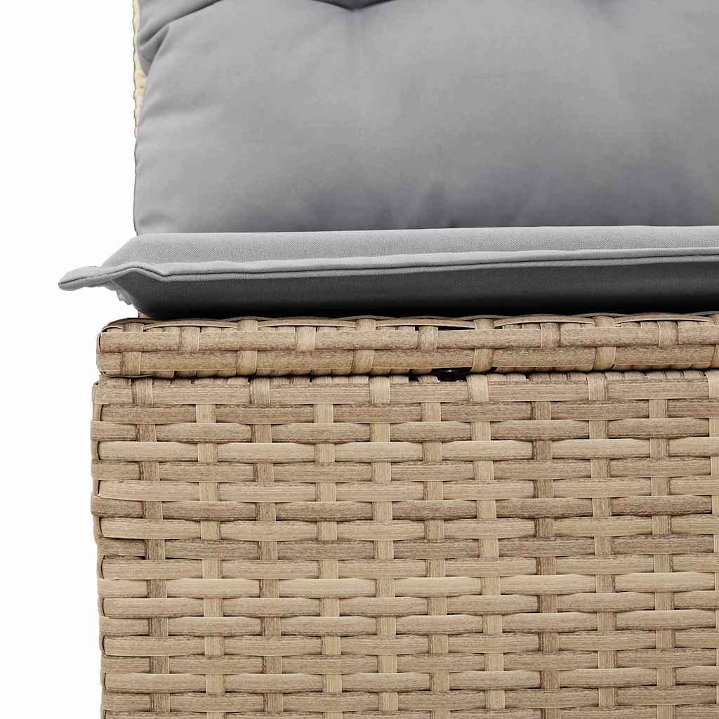 Garten-Sofa-Set mit Speicher 7 pcs Beige Poly Rattan