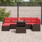Gartensofa-set mit Kissen mit Speicher 8 pcs Braun Poly Rattan