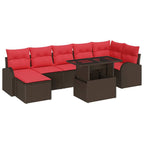 Gartensofa-set mit Kissen mit Speicher 8 pcs Braun Poly Rattan