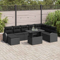 Garten-Sofa-Set mit Speicher 9 pcs Schwarz Poly Rattan