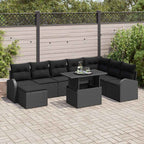 Garten-Sofa-Set mit Speicher 9 pcs Schwarz Poly Rattan