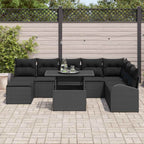 Garten-Sofa-Set mit Speicher 9 pcs Schwarz Poly Rattan