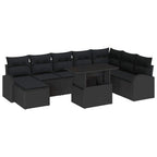 Garten-Sofa-Set mit Speicher 9 pcs Schwarz Poly Rattan