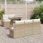 Gartensofa-set mit Kissen mit Speicher 6 pcs Beige Poly Rattan