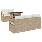 Gartensofa-set mit Kissen mit Speicher 6 pcs Beige Poly Rattan