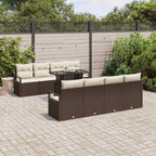 Gartensofa-set mit Kissen mit Speicher 9 pcs Braun Poly Rattan