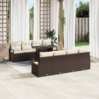 Gartensofa-set mit Kissen mit Speicher 9 pcs Braun Poly Rattan