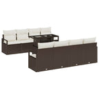 Gartensofa-set mit Kissen mit Speicher 9 pcs Braun Poly Rattan