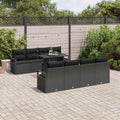 Gartensofa-set mit Kissen 9 pcs Schwarz Poly Rattan