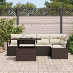 Gartensofa-set mit Kissen mit Speicher 6 pcs Braun Poly Rattan