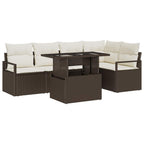 Gartensofa-set mit Kissen mit Speicher 6 pcs Braun Poly Rattan