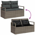 Gartensofa-set mit Kissen mit Speicher 6 pcs Grau Poly Rattan