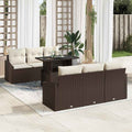 Garten-Sofa-Set mit Kissen mit Speicher 7 pcs Braun Poly-Rattan