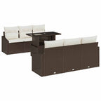 Garten-Sofa-Set mit Kissen mit Speicher 7 pcs Braun Poly-Rattan
