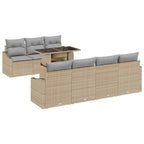 Garten-Sofa-Set mit Kissen mit Speicher 8 pcs Beige Poly-Rattan