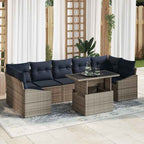 Garten-Sofa-Set mit Speicher 8 pcs Grau Poly Rattan
