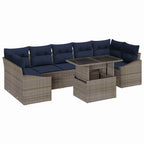 Garten-Sofa-Set mit Speicher 8 pcs Grau Poly Rattan