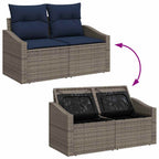 Garten-Sofa-Set mit Speicher 8 pcs Grau Poly Rattan