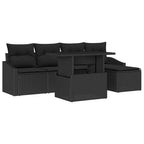 Garten-Sofa-Set mit Kissen 6 pcs Schwarz Poly-Rattan