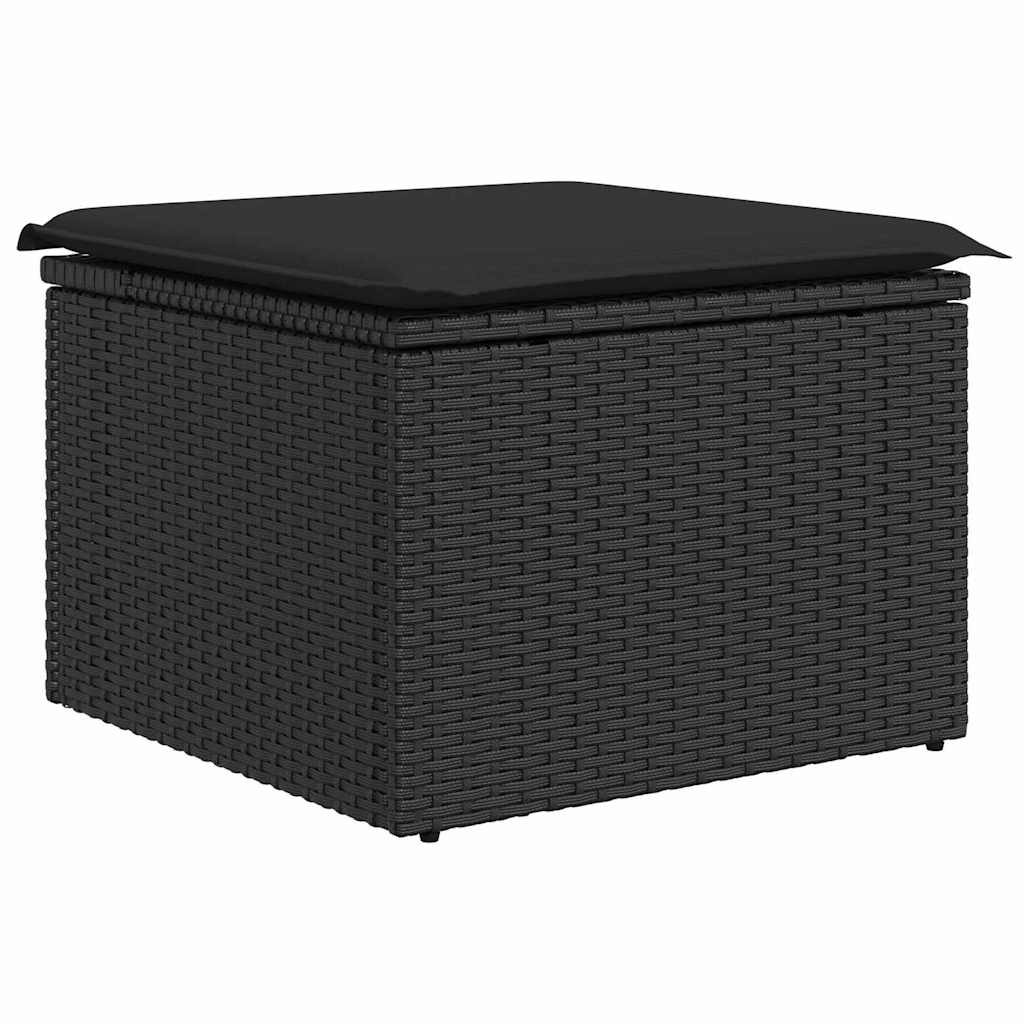 Garten-Sofa-Set mit Kissen 6 pcs Schwarz Poly-Rattan