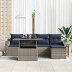 Garten-Sofa-Set mit Kissen 6 pcs Grau und Marineblau