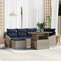 Garten-Sofa-Set mit Kissen 7 pcs Grau und Marineblau