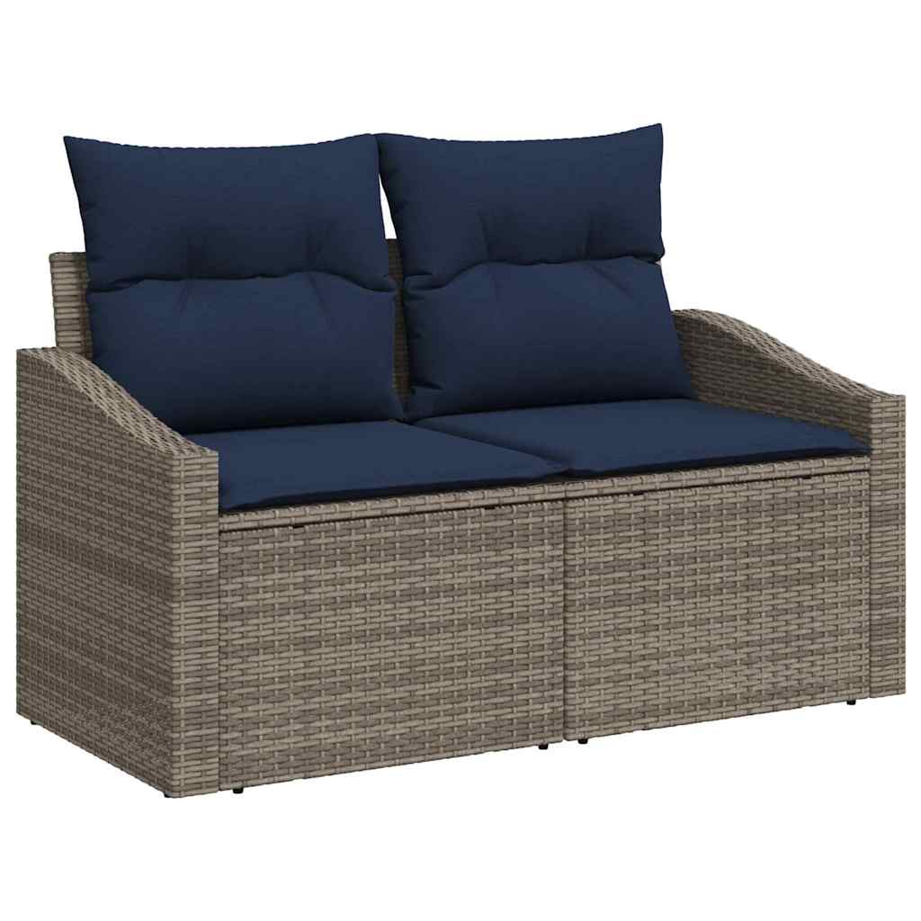 Garten-Sofa-Set mit Kissen 7 pcs Grau und Marineblau