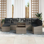 Garten-Sofa-Set mit Kissen mit Speicher 9 pcs Grau